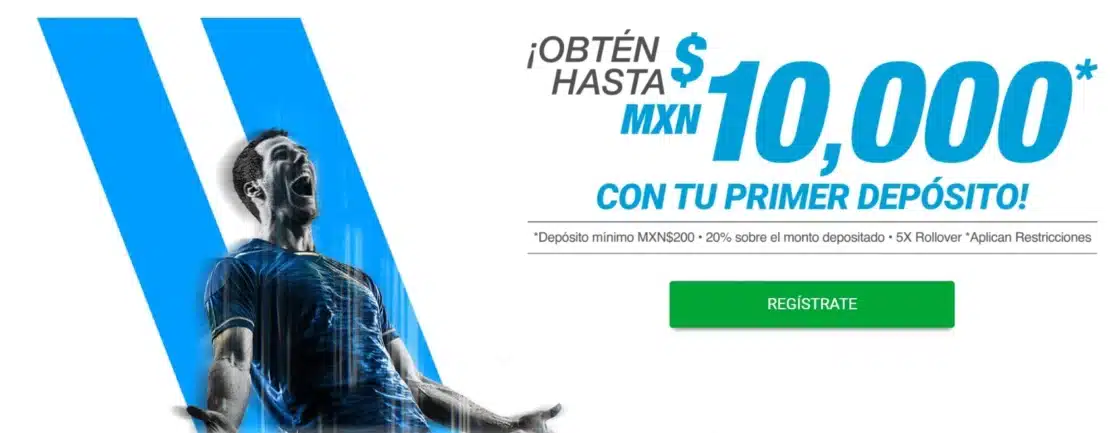 Image de un jugador de fútbol con el código promocional Betcris México duplicado hasta MXN$ 10,000 con depósito mínimo de MXN$ 200